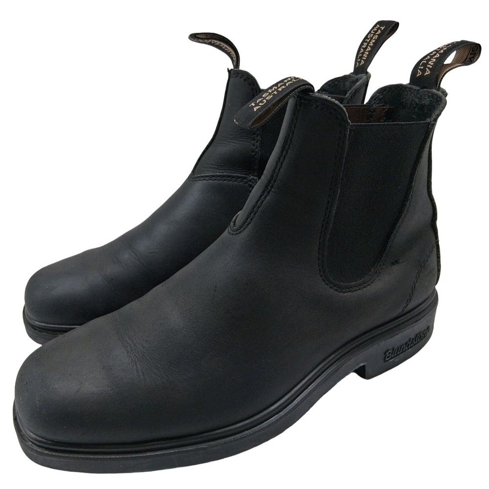 Blundstone Boots Womens 9 Mens 7 Black Leather Chelsea Pull On Square Toe Boots